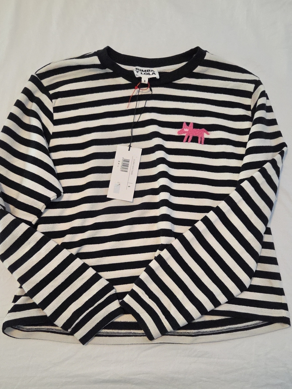 Bimba Y Lola Black & White Striped Long Sleeve Top